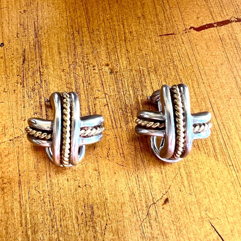 Tiffany silver and gold “X” earrings - vintage but scarcely worn.